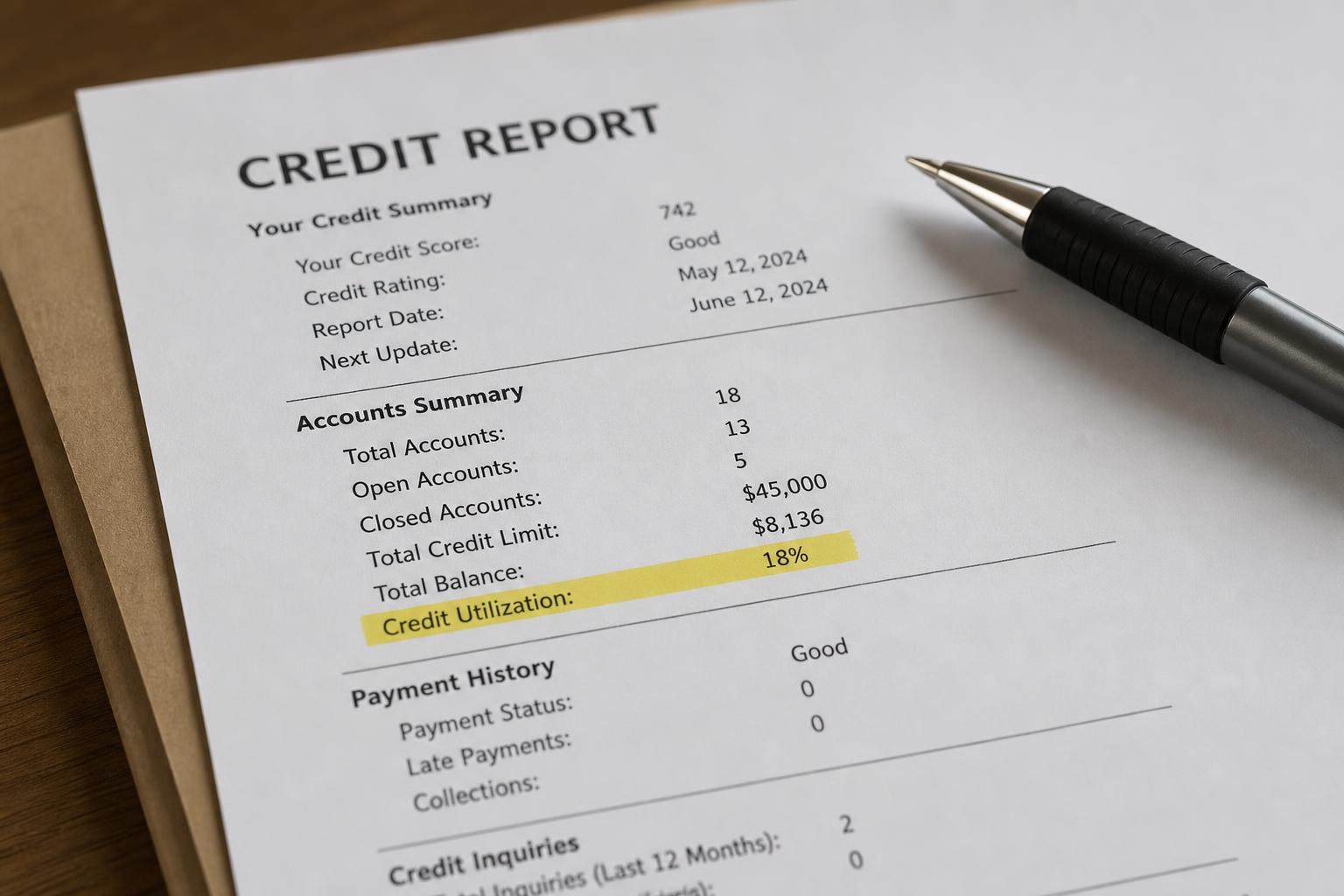 A printed credit report with a collection account line highlighted